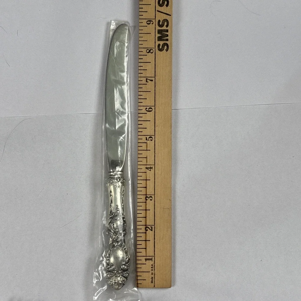 VTG Wallace‎ Lucerne Sterling Silver Knife Stainless Blade NOS Ornate Rococo MCM